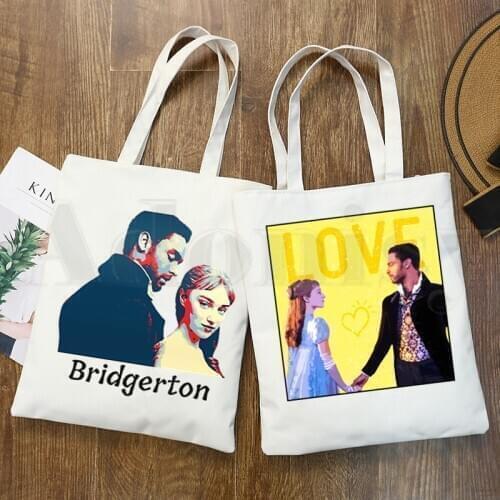 Bridgerton Daphne And Simon Graphic Tv Series Handbags Shoulder Bags Casual Shopping Girls Handbag Women Elegant Canvas Bag