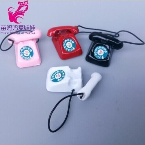 Doll house diy charm Desk phone for barbie doll use mini telephone light accessories for 1/12 ob11 Blythe doll