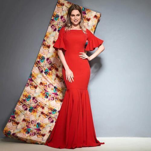 Tanpell long evening dress red ruffles sleeves floor length mermaid gown women wedding party formal customed evening dresses