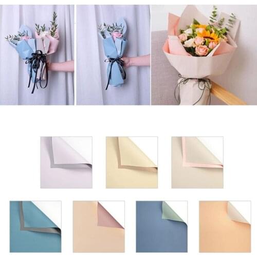 20pcs/set Flower Wrapping Paper Two-tone Gift Packaging Waterproof Florist Two-color Plastic Wrapping Paper Bouquet Supplies