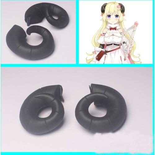 Vtuber Tsunomaki Watame Cosplay Black Horn Watamelon Headwear Hair Pin Hair Clip Anime Hairpin Halloween Costume Accessory