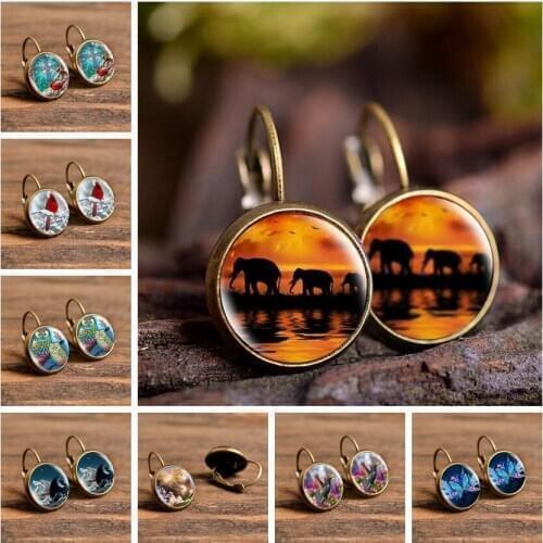 2019 Hot Sale Fashion Magical Cartoon Animals Stud Earrings Women Girls Party Gifts Wild Animals Pattern Handmade Jewelry