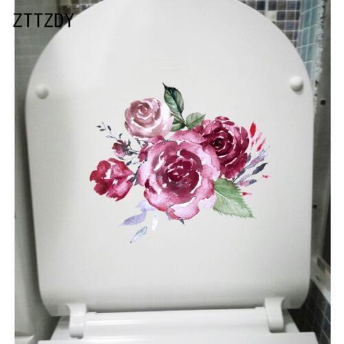 ZTTZDY 22.1*19.5CM Watercolor Rose Bedroom Wall Decal Home Decoration Toilet Sticker T2-0501