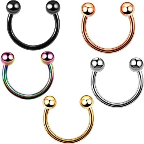 1PC Titanium Nostril Fake Nose Rings 2021 Fahion Screw Ball Horseshoe Eyebrow Earring Tragus Piercings Body Jewelry for Women