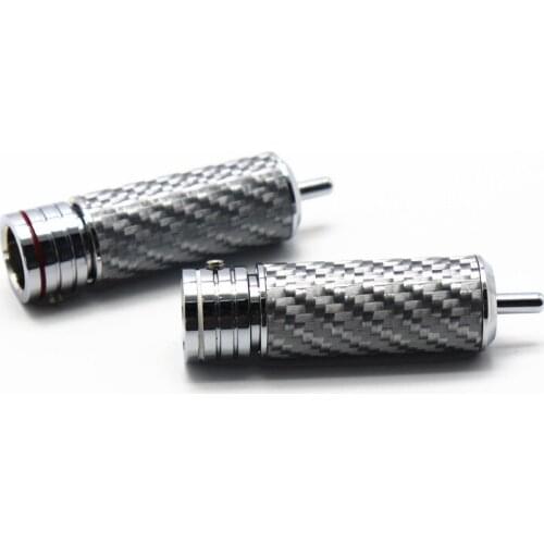 10pcs Carbon fiber single crystal copper rhodium-plated platinum RCA lotus plug hollow lotus RCA audio signal terminal