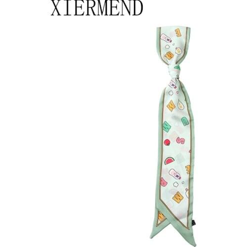 140*9 summer new strip small scarf fruit scarves female wrist strap hair long headband women skinny scarf women