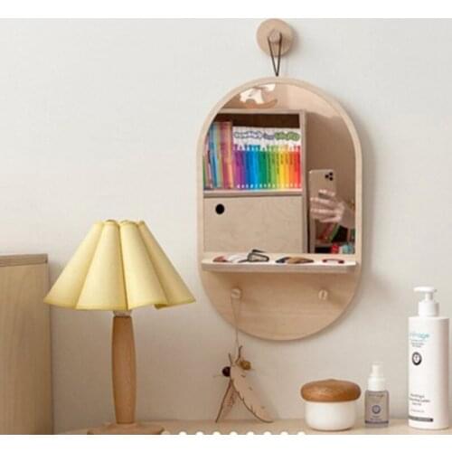 2Pieces/Lot Wooden Mirror Home Decor Wall Decor Miroir Boho Decor Decorative Simplicity Mirrors зеркало декор дома インテリア 거울