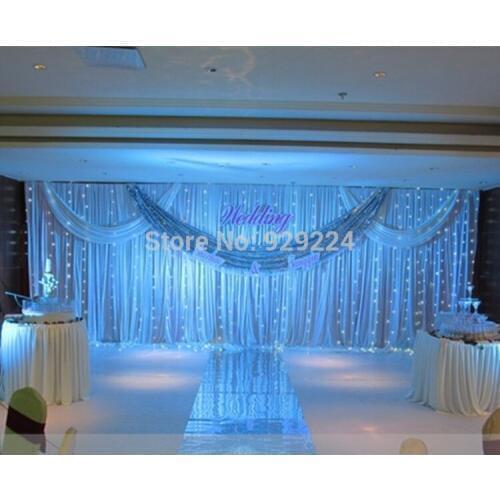 3m*6m Wedding Stage Backdrop with Beatiful Swag Wedding drape and curtain wedding decoration stage background