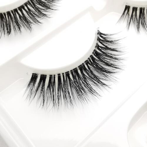 HBZGTLAD 3pairs Invisible Band Transparent 3D Mink Fur Lashes Natural Long Wispy False Eyelashes +tweezers