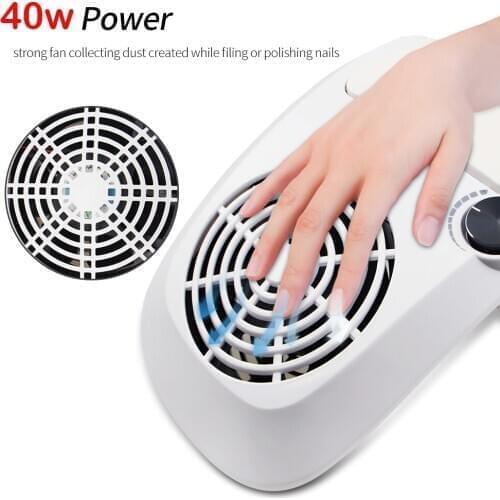 40W Powerful Nail Dust Suction Collector Vacuum Cleaner Professional manicure machine with 2 Dust Bag Nail Art Salon Equipment