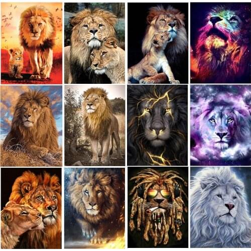 5D Diamond Painting Lion Rhinestone Art Diamond Embroidery Cross Stitch Animal Decorative Painting DIY Pendant