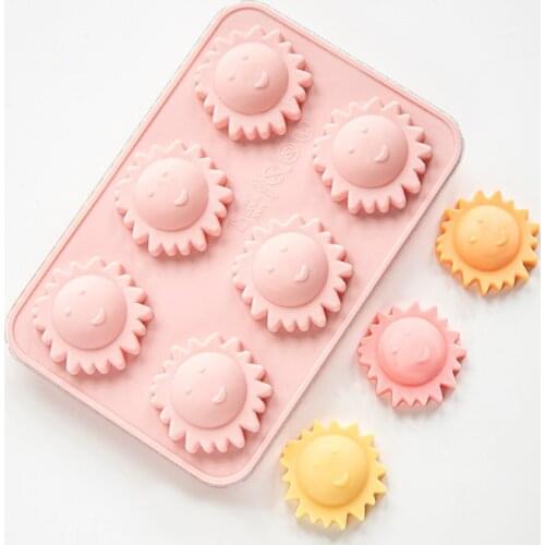 6 Holes Mini 3D Sun Silicone Mold DIY Ice Tray Maker Fruit Fondant Chocolate Mould Pastry Bread Cake Tools Candy Kitchen Tool