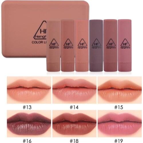 6 Pcs/Set Pumpkin Color Matte Lipstick Set Long-lasting Waterproof Lip Kit With Mirror Lips Makeup Lipstick Cosmetic Hot TSLM2