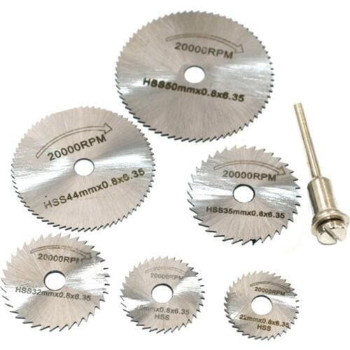 7pcs New Portable Rotary Tool Circular Saw Blades Cutting Discs Mandrel For Dremel Cutoff