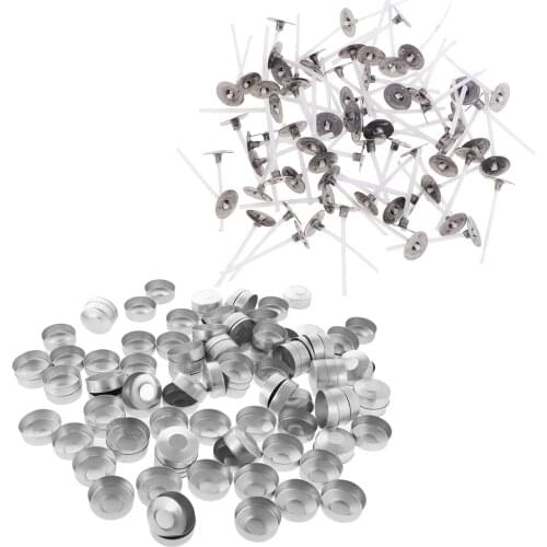 100 Pieces Hemming Aluminum Tea Light Tins , Case ,Containers And 100X Candle Wick Tealight Candle DIY Mold /Accessory