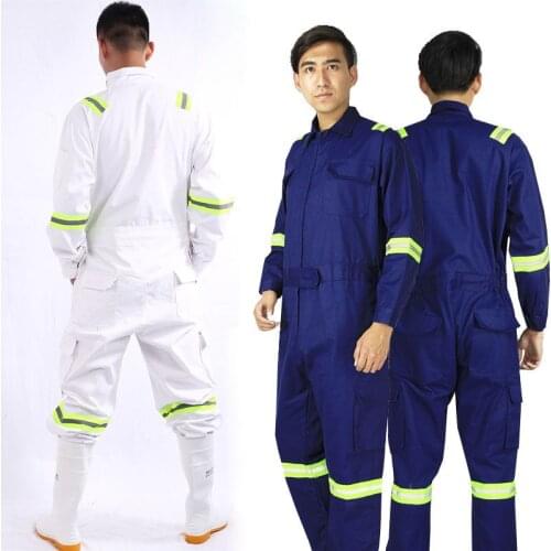 Anti-static Siamese Work Clothing 100Cotton Welding Suit Porter Sailor Workshop Mechanic Safety Reflective Work Uniform Coverall