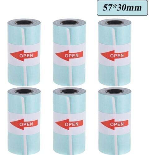 6 Rolls Printable Sticker Paper Roll Direct Thermal Paper Self-adhesive 57*30mm for PeriPage A6 Thermal Printer PAPERANG P1/P2