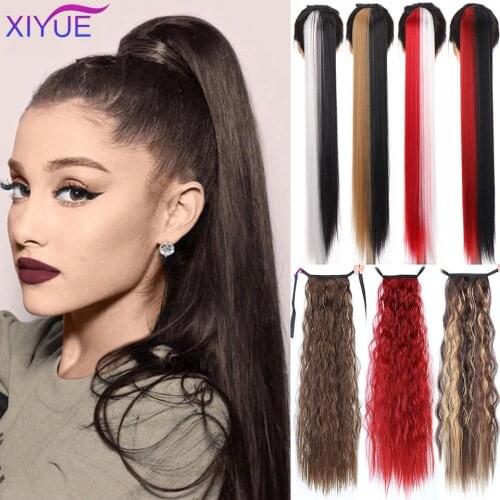 XIYUE 22" Long Straight Clip In Tail False Hair Ponytail Hairpiece With Hairpins Heat Resistant Synthetic Natural Wave Pony Tail