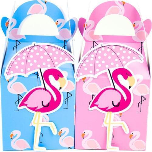 Flamingo with Umbrella Favor Box Candy Box Gift Box Cupcake Box Boy Kids Birthday Party Supplies Decoration Event Party Supplies