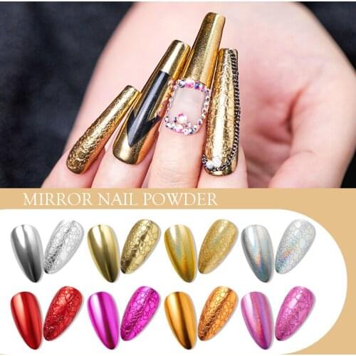 4Colors Holographic Nail Powder Chrome Laser Mirror Glitter Design Nail Art Pigment Rub Dust Flakes Decorations Brush Manicure