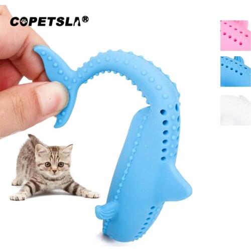 Copetsla Fish-Shaped Soft Silicone Mint Cat Chew Toys Pet Cat Toys Fish Interactive Pet Supplies for Cat Catnip Cleaning Teeth