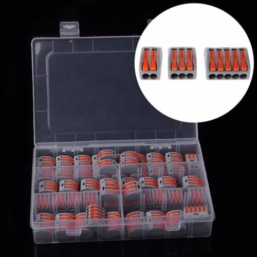 60pcs Terminal Block Spring Lever Nut Terminal Blocks Reusable Electric Cable Connector 2 3 5 Connector Wire Home Tools