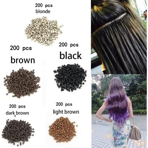 200Pcs Rings For Braids Rings For Hair Micro Ring Hair Extensions Beads For Dreadlocks Microrings Silicon Tools Accessories Wigs