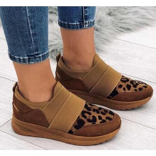 New Women Casual Shoes Breathable Ladies Sneakers Leopard Print Sneakers Slip-On Platform Sports Shoes