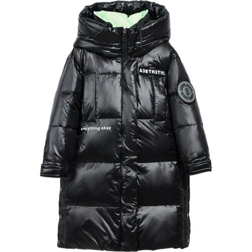 8 10 years Winter Thicken Long Coat for Girl 90% White Duck Down Warm Jackets Teen Girls Hoodie Parkas