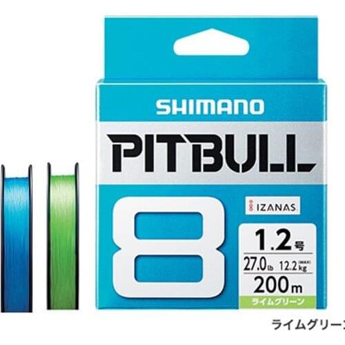 Original SHIMANO PITBULL X8 X12 Braided Fishing Line PE 150M 200M Green Blue Made in Japan 0.6# 0.8# 1.0# 1.2# 1.5# 2.0