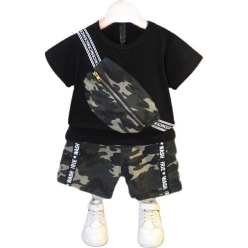 Summer Kids Casual Clothes Boy Baby Camouflage Short Sleeves T-Shirt +Pants 2Pcs/Sets Children Toddler Fashion Sport Suits