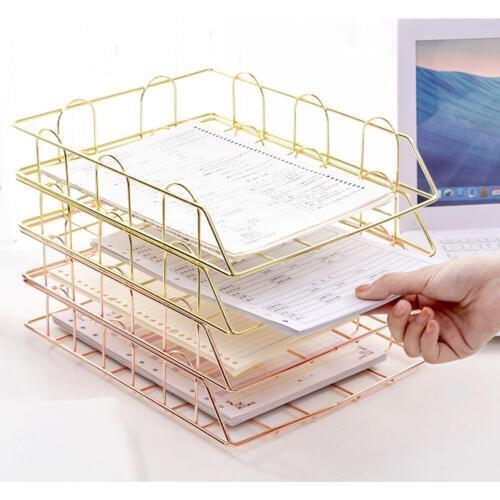 Nordic Metal Home Office Storage Basket Desk Organiser Desk Organiser Desktop A4 Paper Organization Magazine Newspaper Organizer