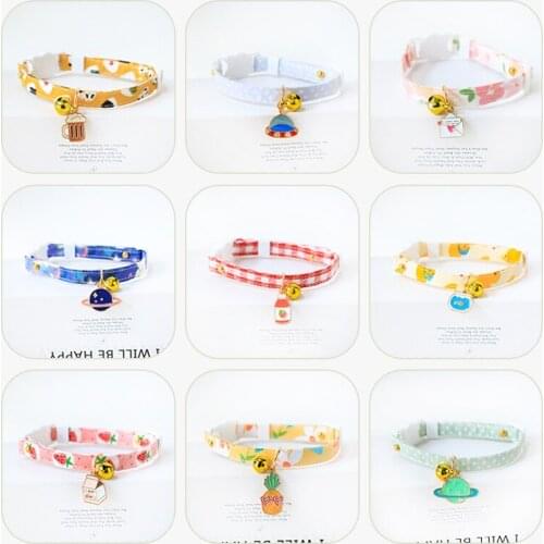 Pet Cartoon Fashion Collar Cat Teddy Dog Bell Listing Necklace Safety Buckle Neck Circumference Pet Decoration Accessories