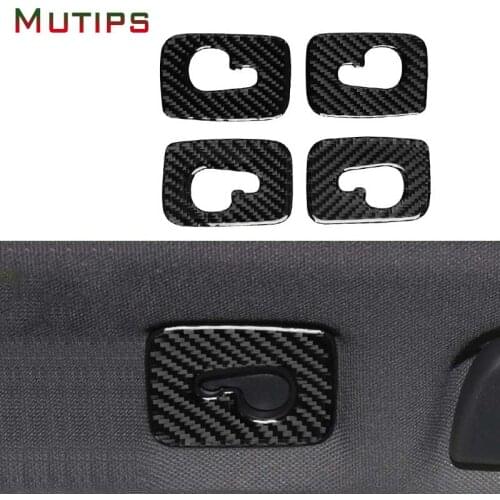 Mutips Carbon Fiber Sticker Roof Hook Decoration Frame 4pcs Cover Interior Accessories Automobile For Audi Q7 SQ7 4M 2016-2019