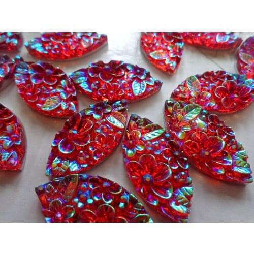 Navette shape flatback 15*30mm red crystal sew on rhinestones dress accessory gem stones strass hand sewing 50pcs/lot