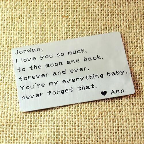 Personalized Wallet Insert Card Customize Engraved Wallet Card for Him Brithday Gift for Boyfriend Gift for Husband