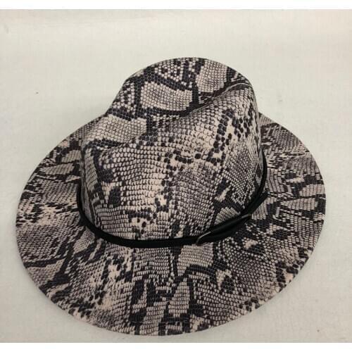 Casual Winter Autumn Snake skin Imitation Woolen Women Men Ladies Fedoras Top Jazz Hat European American Round Caps Bowler Hats