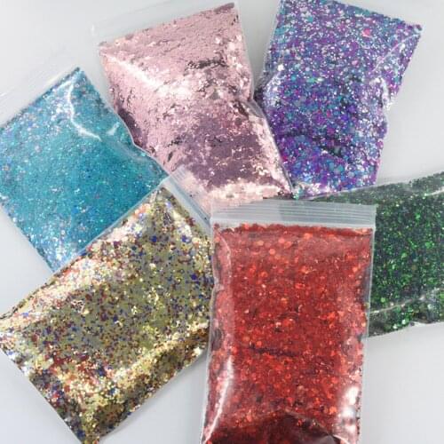 50g/bag Mix Nail Art Glitter Powder Optional 24 Colors Sequins Makeup Decor Nail Super Shining Mix Hexagon Nail Glitter Sequins