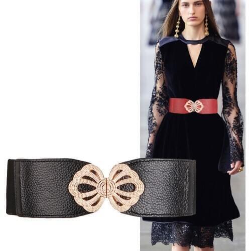 Cowskin belts for women Genuine leather cummerbunds gold crown buckle lady elastic wide waistbands party decorate wedding gifts