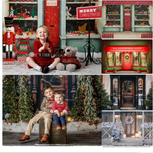 Christmas Photography Backdrops Holiday Xmas Store Street Newborns Baby Kids Photo Booth Background Studio Photocalls Props