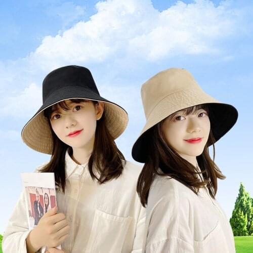 Anti-UV Sun Hat Women Vacation Double Sided Wear Foldable Bucket Hat Large Wide Brim Korean Beach Fishing Hunting Visor Sun Hat