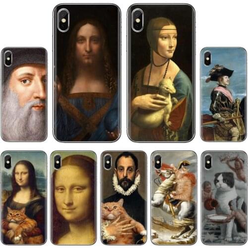 Silicone Shell Cover Mona-Lisa-C-Cat-Leonardo-da-Vinci For Xiaomi mi Redmi Note 3 4 4X 5 6 7 8 8t 9 9s 9t 10 pro lite