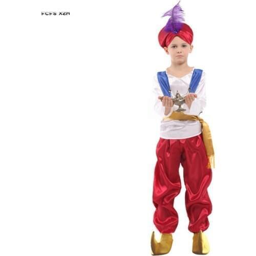 Boys Fairy tales Aladdin Cosplay Kids Children Halloween Arabian Prince Costumes Carnival Purim parade Stage show Party dress