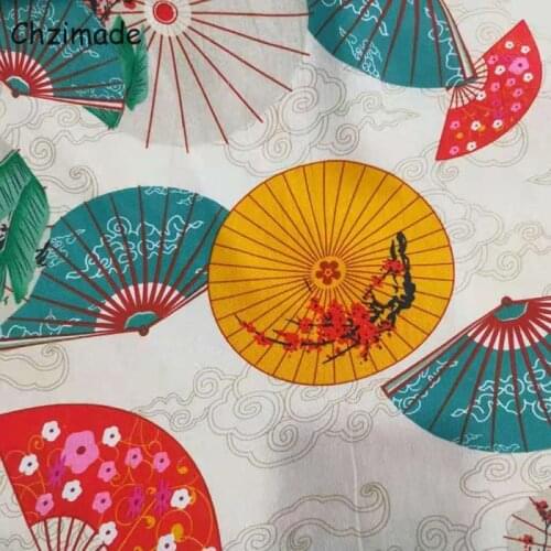 Chzimade Japanese Style Printed Fabric 100% Cotton Fan Pattern Sewing Fabric For Patchwork Clothes Diy Handmade Crafts