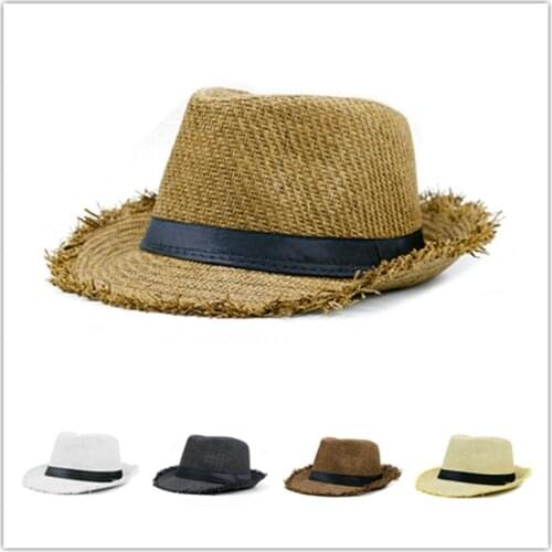 Unisex Summer Hat for Men Beach Panama Cap Jazz Hat Fedora Straw Sun Hat Women Sombrero Protector UV for Vacation