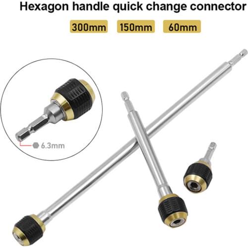 1/4” Inner Hex Shank Big Head Pop-up Quick-release Self-locking Extension Rod Electric Drill Screwdriver Quick-change Connector