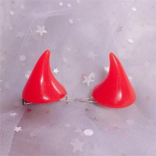 1 Pair Gothic Party Cosplay Costume Pin Hairpins Small Demon OX Horn Hair Clips Costume Horn Halloween Headwear Hair Accessories