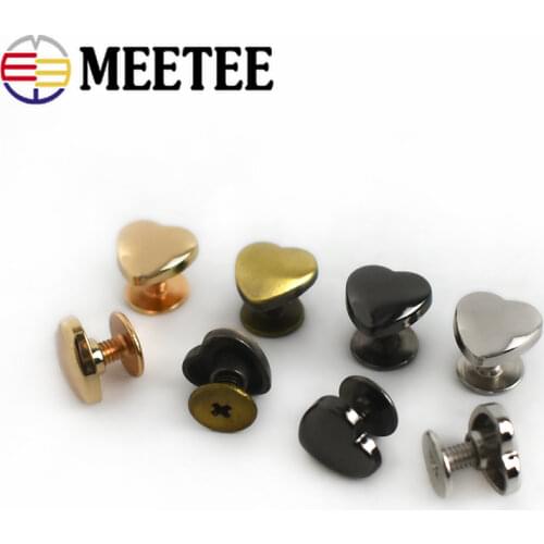 10/30/50pcs 10mm Heart Rivet Screw for Bags Hardware Decorative Studs Button Nail Rivet Metal Buckles Snap Hook Leather Craft