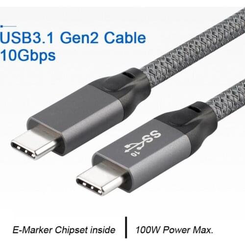 10Gbps USB 3.1 Gen2 USB C Type C Male to Male Data Video 100W Cable with E-marker for Macbook Tablet & Phone & Laptop