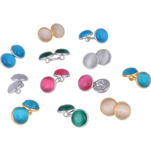 10pairs/lot Chain Cufflinks Colorful Double Side Cat Eye Chain Cuff Links Shirt Cuff Buttons Business Gift Men Jewelry Accessory